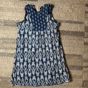 Monteau Los Angeles Blue & White Ikat Print Sleeveless Dress – Women’s Size M